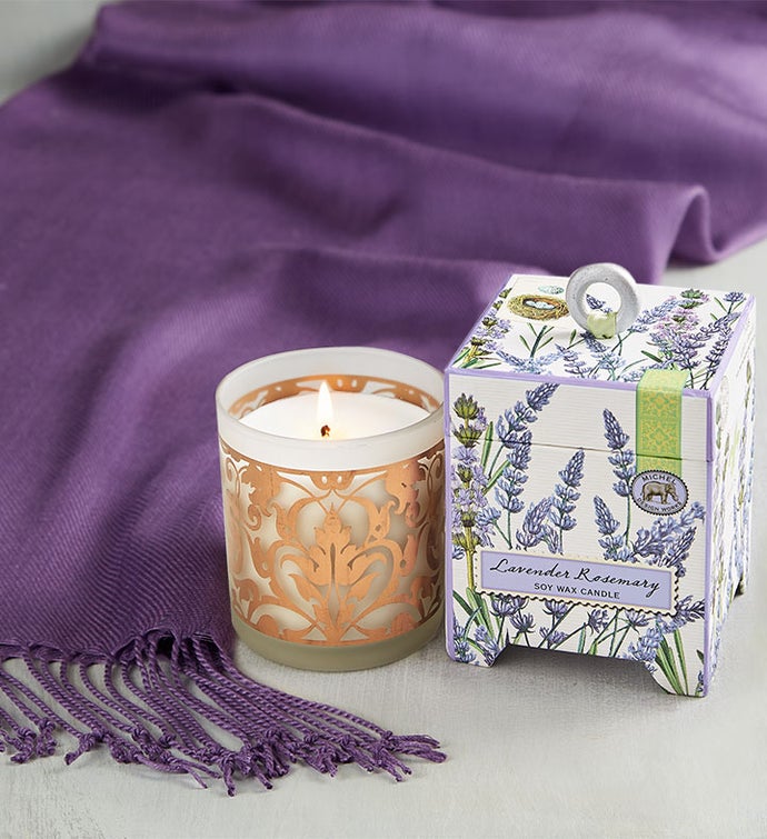 Lavender Rosemary Candle with Pashmina Scarf